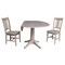International Concepts Round 42 in Round Top Pedestal Table with 2 Chairs, Washed Gray Taupe, 42 in W, 42 in L, 30.3 in H K09-42DPT-27B-C10-2 - alternate 2